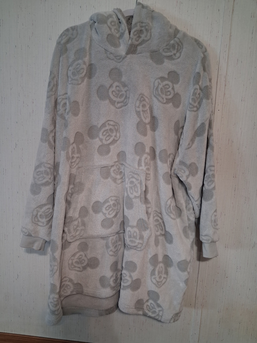 Disney Mickey Mouse Gray Fleece Pullover Hoodie for Women with Pocket